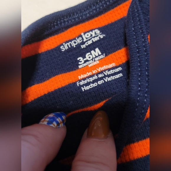 EUC Carters Infant Long Sleeve Bodysuit Set Stripes and Bear Print 3 To 6 Months - Picture 6 of 8